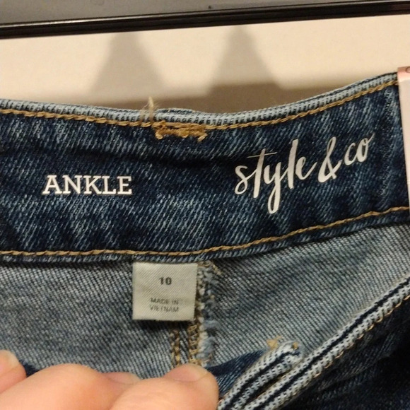 NWT Style & Co Shadow Wash Color Block Ankle Mom Jeans Sz 10-Casual Y2K Loose - Picture 2 of 8